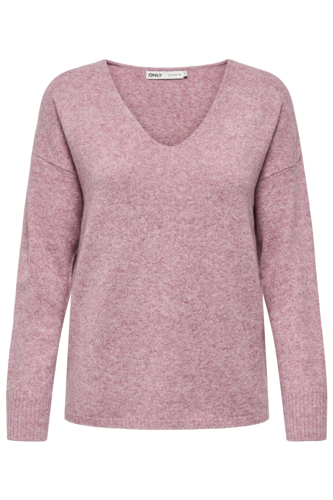 ONLRICA LIFE L/S V-NECK PULLO KNT N 15224360 Heather Rose/W. MELANGE